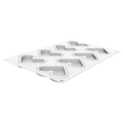 Molde de silicona Level hearts 8 cavidades con cortador - Silikomart Professional