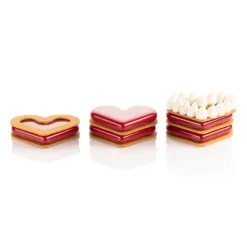 Molde de silicona Level hearts 8 cavidades con cortador - Silikomart Professional