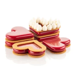 Molde de silicona Level hearts 8 cavidades con cortador - Silikomart Professional