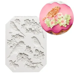 Molde de silicona para fondant Flores y pájaros - Katy Sue Designs