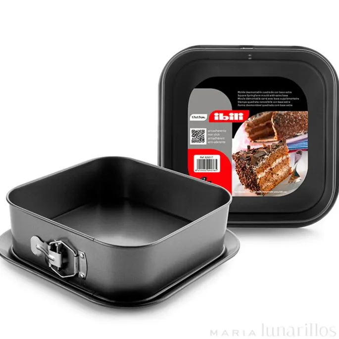 Molde desmontable cuadrado con base con bordes 24 cm - Ibili