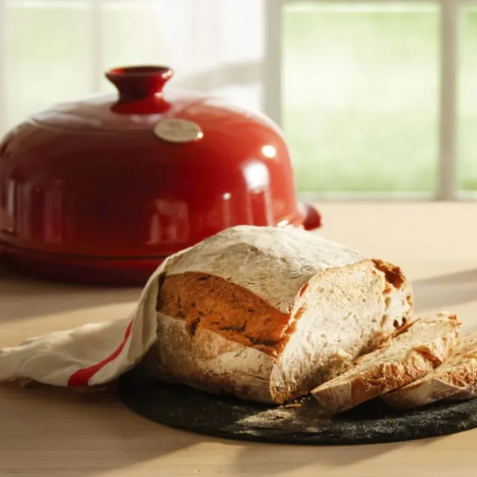 Molde horno para pan con base y tapa rojo 25 x 17 cm - Cerámica - Emile Henry
