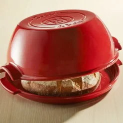 Molde horno para pan con base y tapa plana rojo 28 x 13 cm - Cerámica - Emile Henry