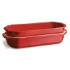 Molde horno para pan grande con base y tapa rojo 34 x 13 x 14 cm - Cerámica - Emile Henry