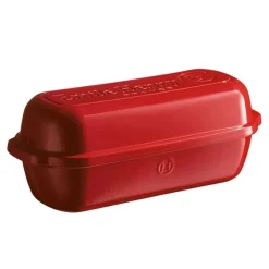 Molde horno para pan grande con base y tapa rojo 34 x 13 x 14 cm - Cerámica - Emile Henry