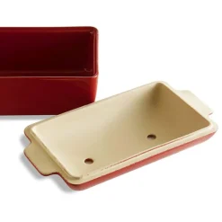 Molde horno para pan rectangular con base y tapa rojo 24 x 14,5 x 12 cm - Cerámica - Emile Henry