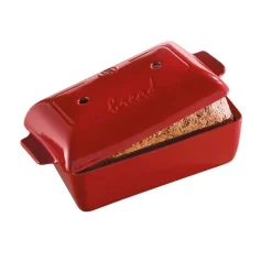 Molde horno para pan rectangular con base y tapa rojo 24 x 14,5 x 12 cm - Cerámica - Emile Henry