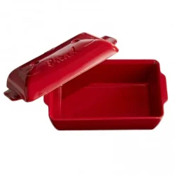 Molde horno para pan rectangular con base y tapa rojo 24 x 14,5 x 12 cm - Cerámica - Emile Henry