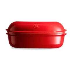 Molde horno para pan tradicional con base y tapa rojo 31 x 19,5 cm - Cerámica - Emile Henry
