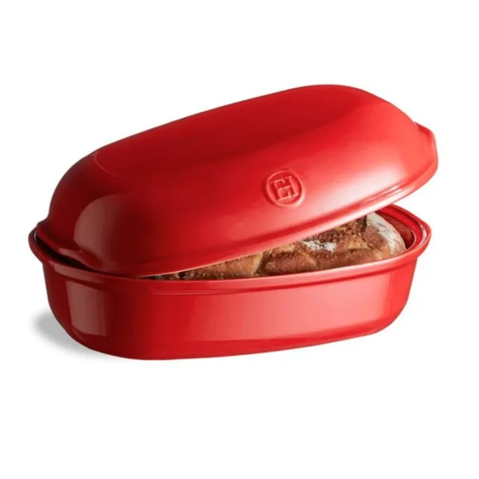 Molde horno para pan tradicional con base y tapa rojo 31 x 19,5 cm - Cerámica - Emile Henry