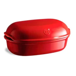 Molde horno para pan tradicional con base y tapa rojo 31 x 19,5 cm - Cerámica - Emile Henry
