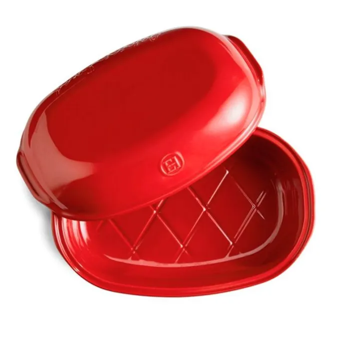 Molde horno para pan tradicional con base y tapa rojo 31 x 19,5 cm - Cerámica - Emile Henry