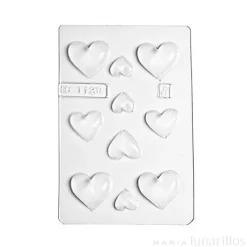 Molde para 10 bombones Corazones pequeños