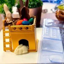 Molde para chocolate casita conejo de Pascua