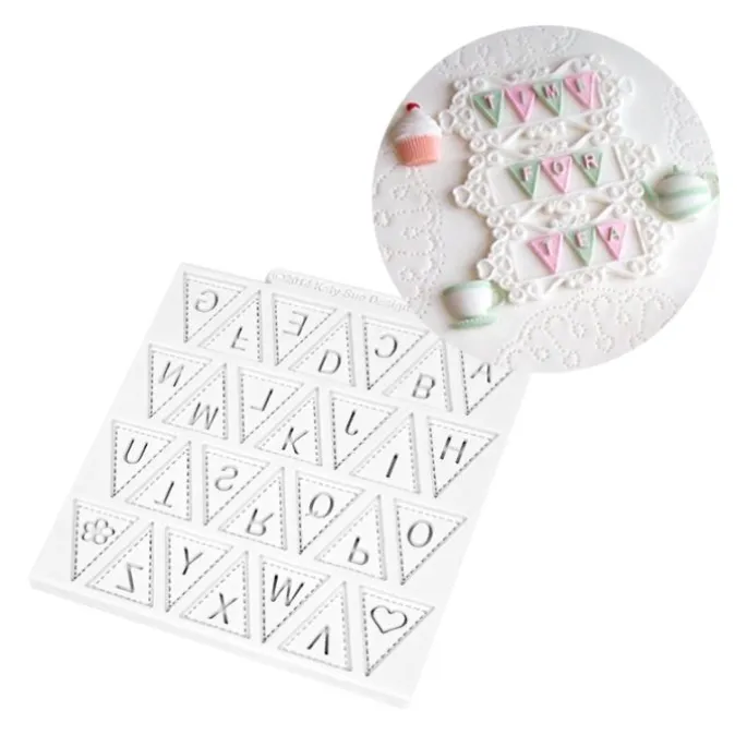 Molde para fondant Bunting Alphabet - Katy Sue Designs
