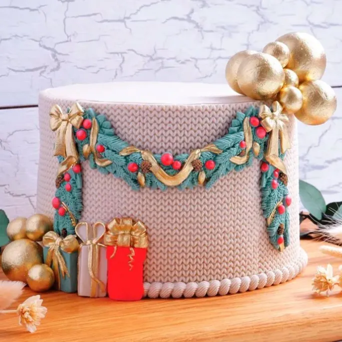 Molde para fondant guirnalda festiva Navidad - Katy Sue Designs
