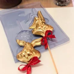 Molde para 2 piruletas de chocolate conejo