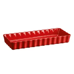 Molde rectangular estrecho ondulado rojo 36 x 14 x 4,5 cm - Cerámica - Emile Henry