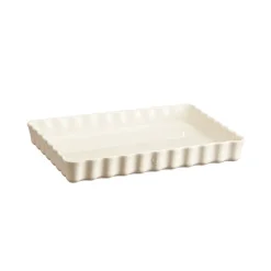 Molde rectangular ondulado crema 33 x 23 x 4,5 cm - Cerámica - Emile Henry