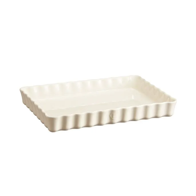 Molde rectangular ondulado crema 33 x 23 x 4,5 cm - Cerámica - Emile Henry