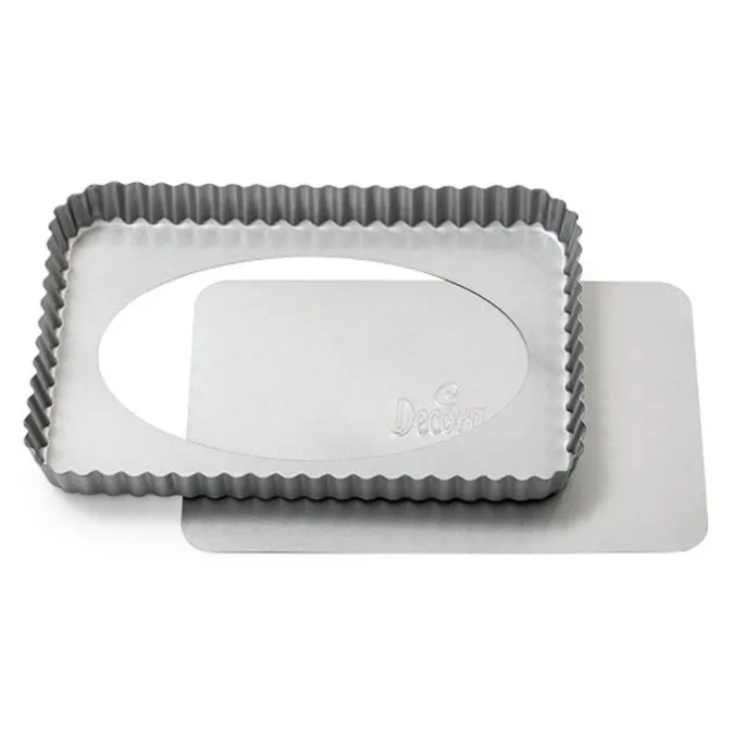 Molde rectangular rizado para quiche con base extraíble 32 cm - Decora