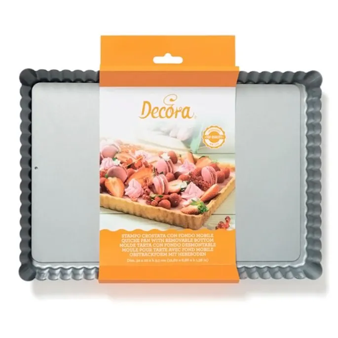 Molde rectangular rizado para quiche con base extraíble 32 cm - Decora