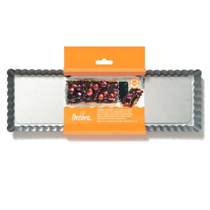 Molde rectangular rizado para quiche con base extraíble 35 cm - Decora