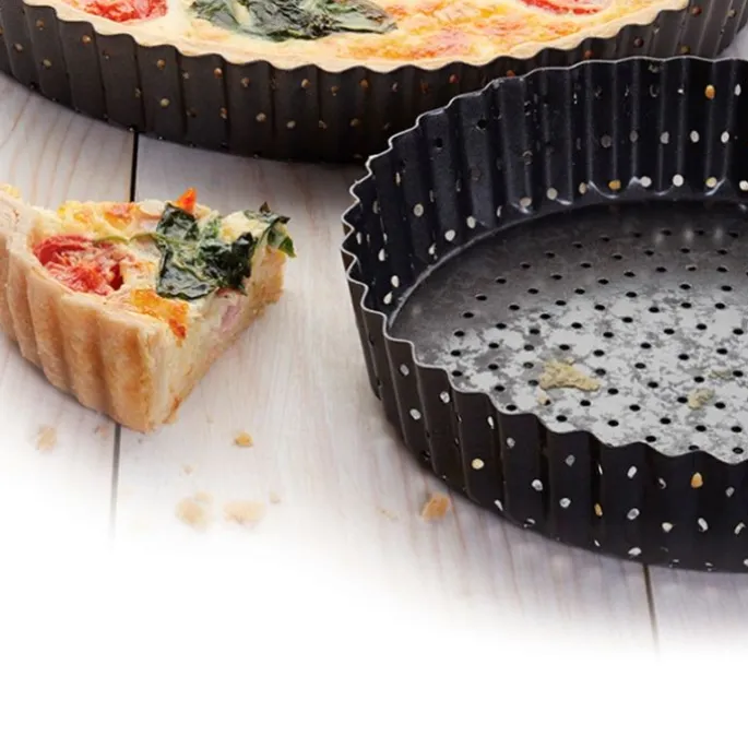 Molde redondo perforado para quiche con base extraíble Master Class 18,5 cm - Kitchen Craft