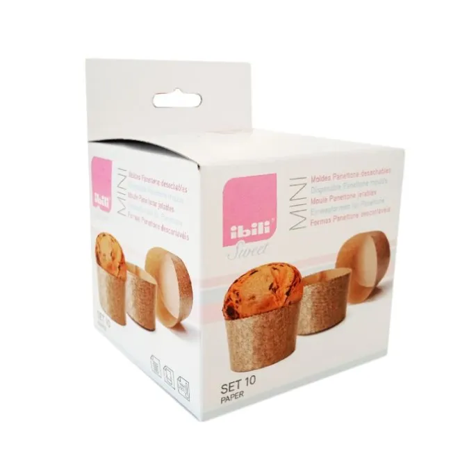 Moldes de papel fino para panettone 7 x 5 cm (80 g) (10) - Ibili