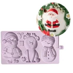 Molde silicona para fondant Papá Noel, reno y muñeco de nieve - Karen Davies