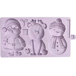 Molde silicona para fondant Papá Noel, reno y muñeco de nieve - Karen Davies
