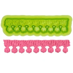 Molde silicona para fondant Tejido borde de pompones - Marvelous