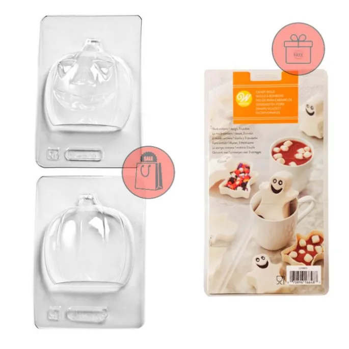 Moldes para chocolate Calabaza mediana (2) + REGALO molde fantasmas