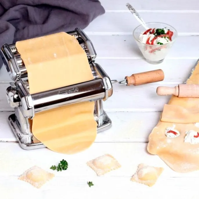Máquina de pasta manual con mango de madera - Acero inoxidable - Imperia