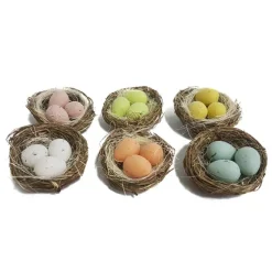 Nido con huevos de colores 6 cm