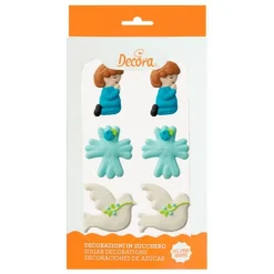 Niños, palomas y flores de azúcar Comunión azul (6) - Decora