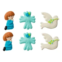 Niños, palomas y flores de azúcar Comunión azul (6) - Decora