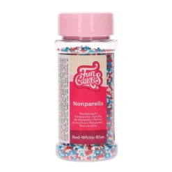 Nonpareils rojo, blanco y azul 80 g - Funcakes