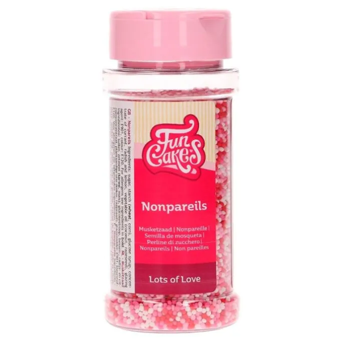 Nonpareils rojo, rosa y blanco 80 g - Funcakes