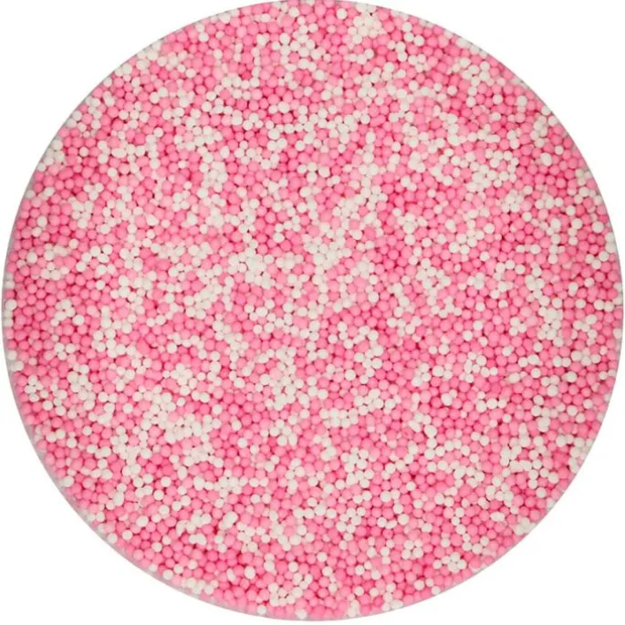 Nonpareils rosa y blanco baby pink 80 g - Sin gluten - Funcakes