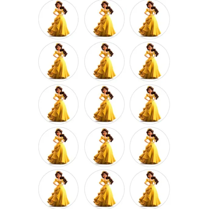 Oblea de la princesa Bella - 5 cm (15) - María Lunarillos