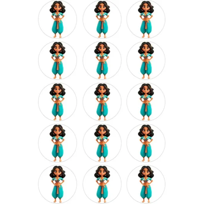 Oblea de la Princesa Jasmín - 5 cm (15) - María Lunarillos
