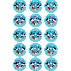 Oblea de Mickey y Minnie corazón - 5 cm (15) - María Lunarillos