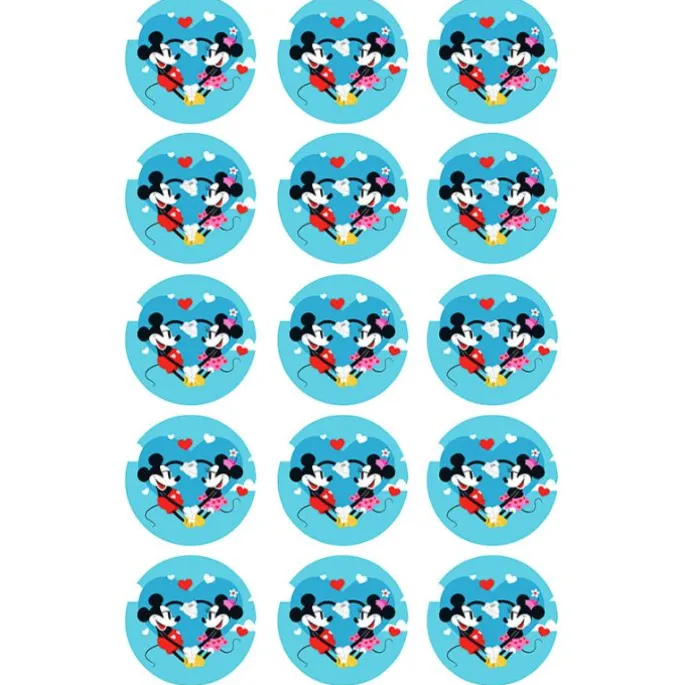 Oblea de Mickey y Minnie corazón - 5 cm (15) - María Lunarillos