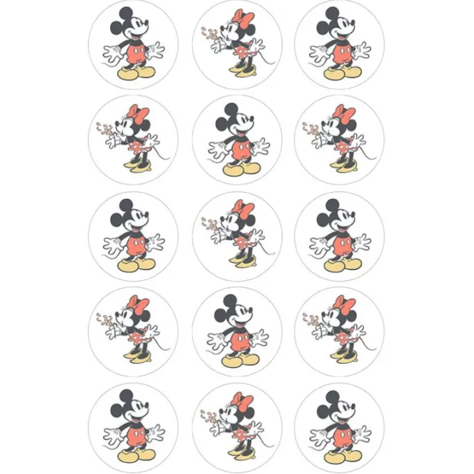 Oblea de Mickey y Minnie Mouse - 5 cm (15) - María Lunarillos