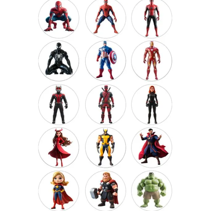 Oblea de Superhéroes y Superheroínas - 5 cm (15) - María Lunarillos