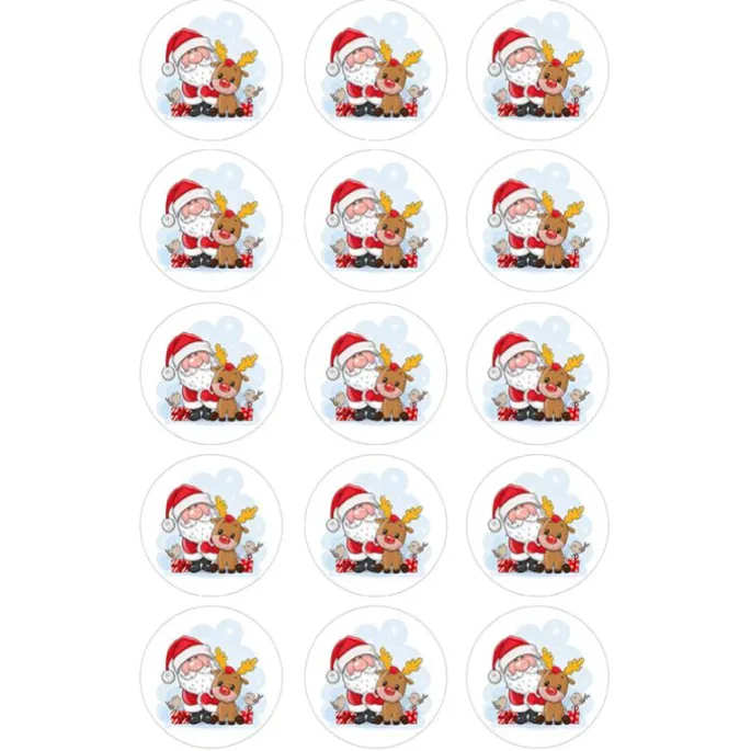 Oblea Papá Noel y Reno - 5 cm (15) - María Lunarillos