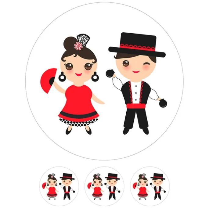 Oblea Pareja Flamencos 20 cm - María Lunarillos