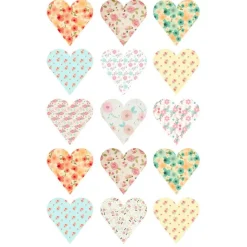 Oblea San Valentín corazones con flores estampadas 5 cm (15) - María Lunarillos