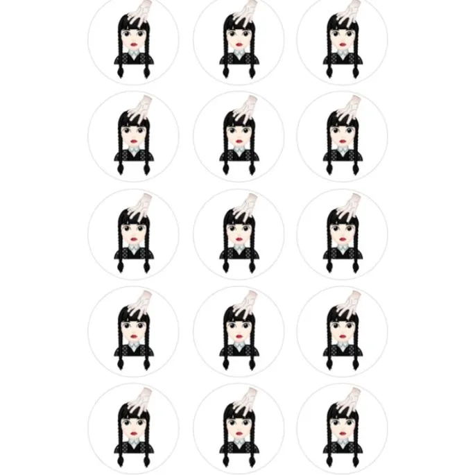Oblea Wednesday Addams o Miércoles Addams 5 cm (15) - María Lunarillos
